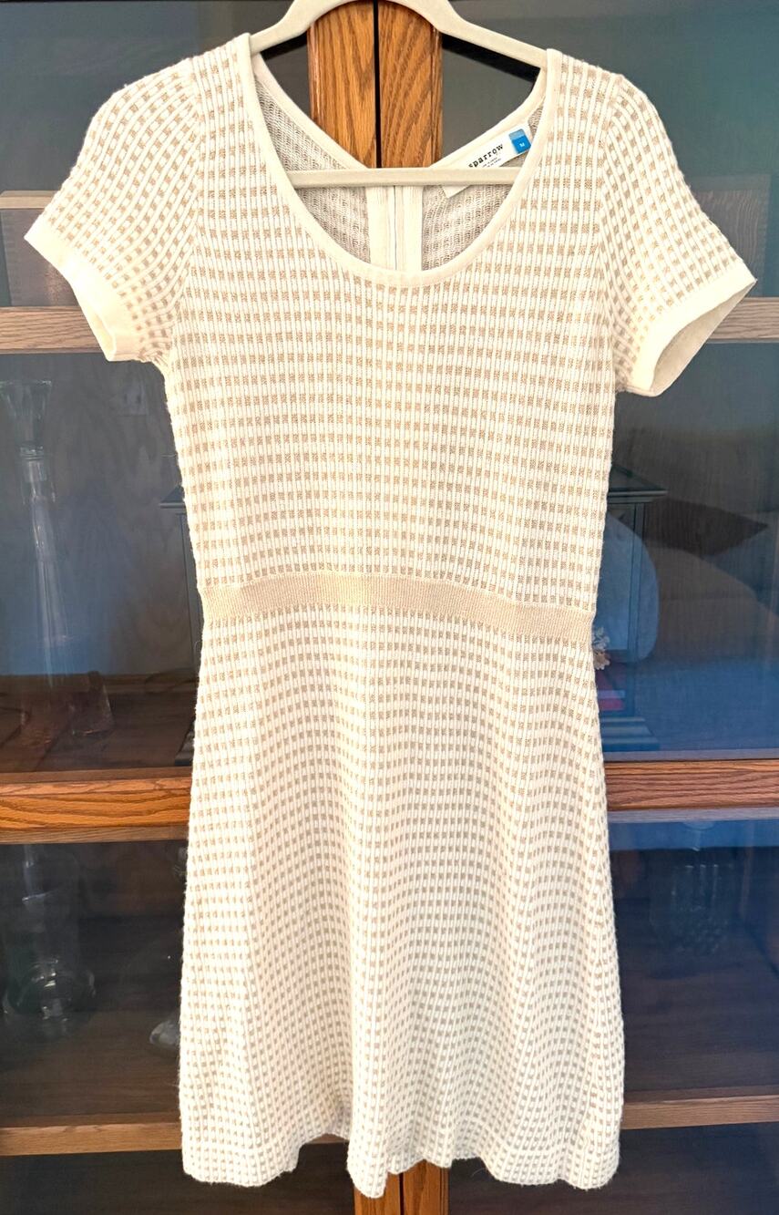 Anthropologie Sparrow Dress SS Knit Sweater Dress Lambswool Blend Size Medium